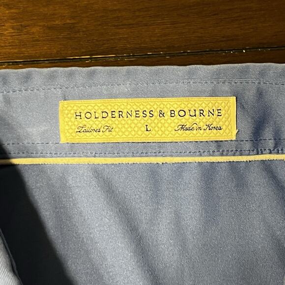 Holderness Bourne polo Men’s Alize Large Baby Blue Tailored L Golf Shirt - Picture 3 of 4